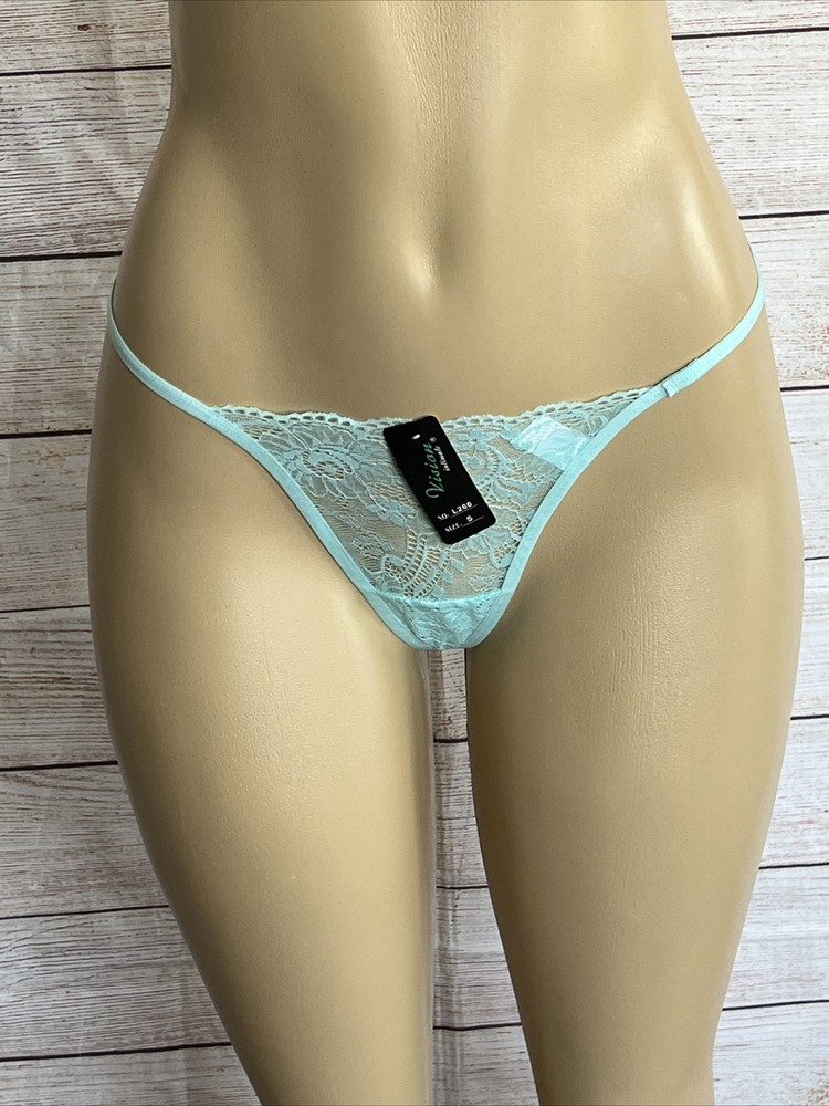 Vision Intimates Women Teal  Lace Thong NWT Size S