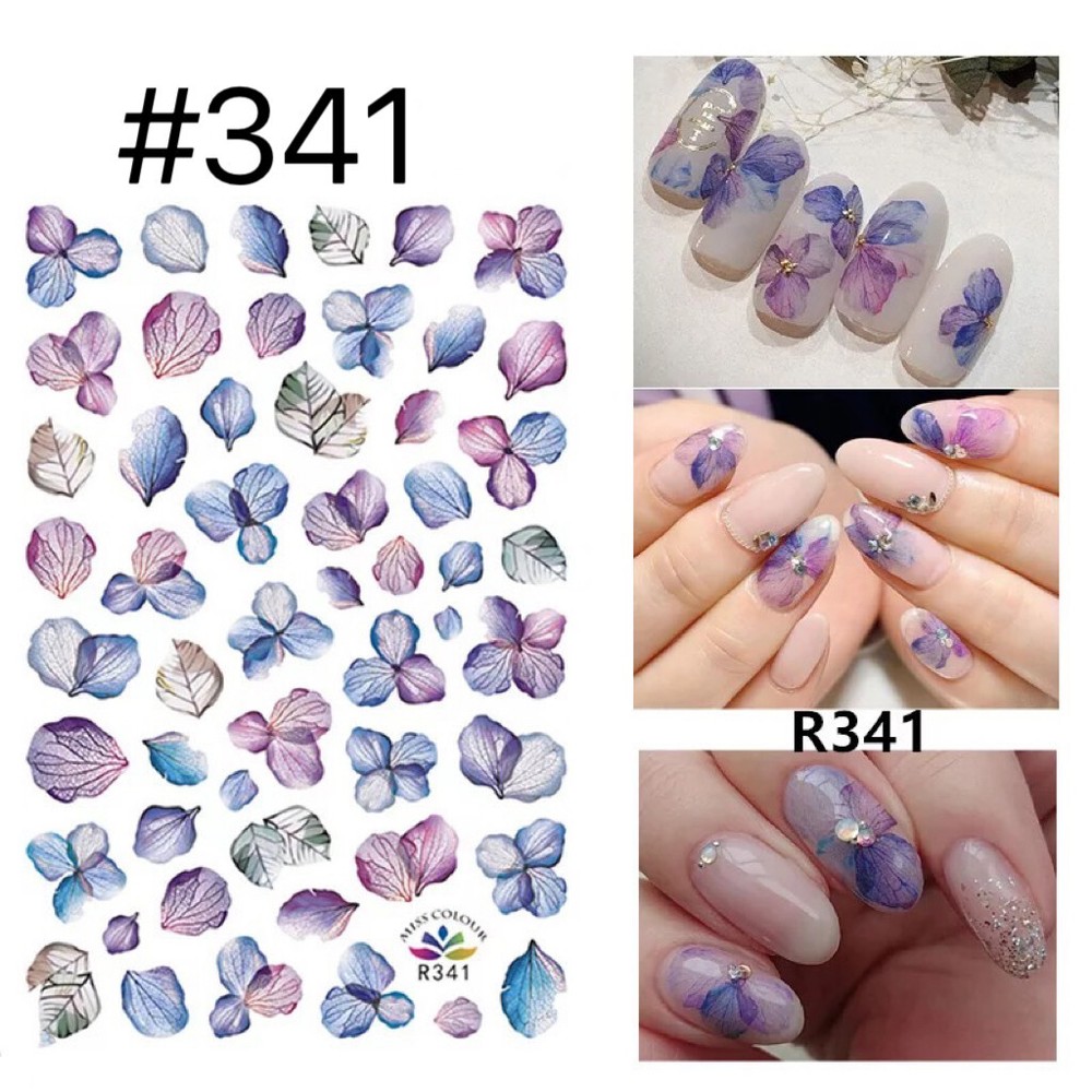 Flower Pedal Nail Decals Watercolor Flower Nail Sticker Peel & Apply