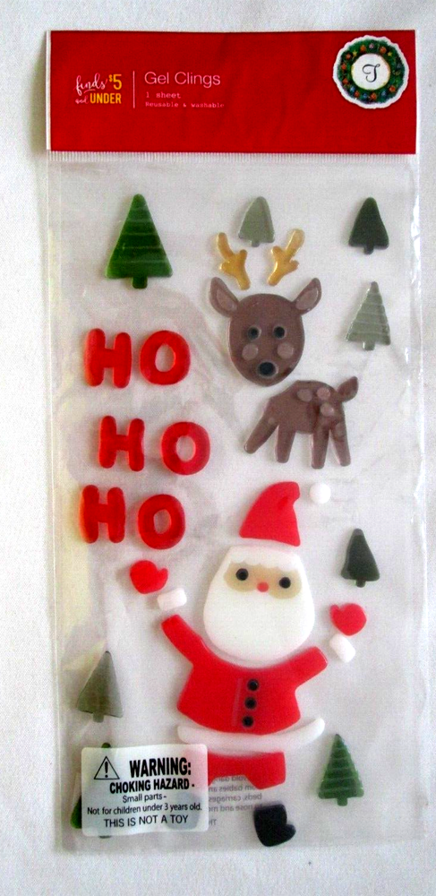 Gel Window Clings 1 Sheet Winter Christmas Decorate Reusable Washable -New