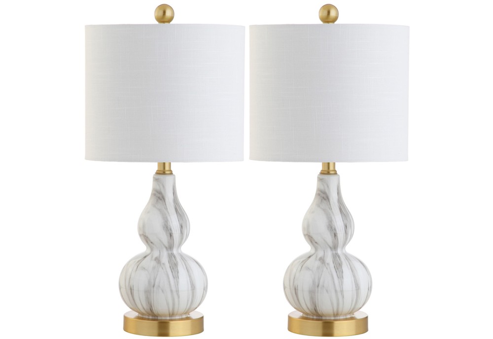 Jonathan Y 21in White LED Table Lamp Set Anya JYL1028