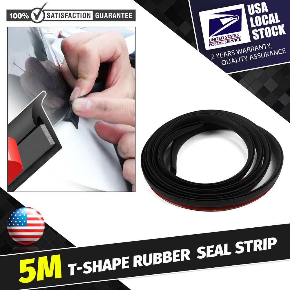 5M T-Shape Rubber Seal Strip For Car-Edge Moulding Trim Bumper Lip Side Skirt US