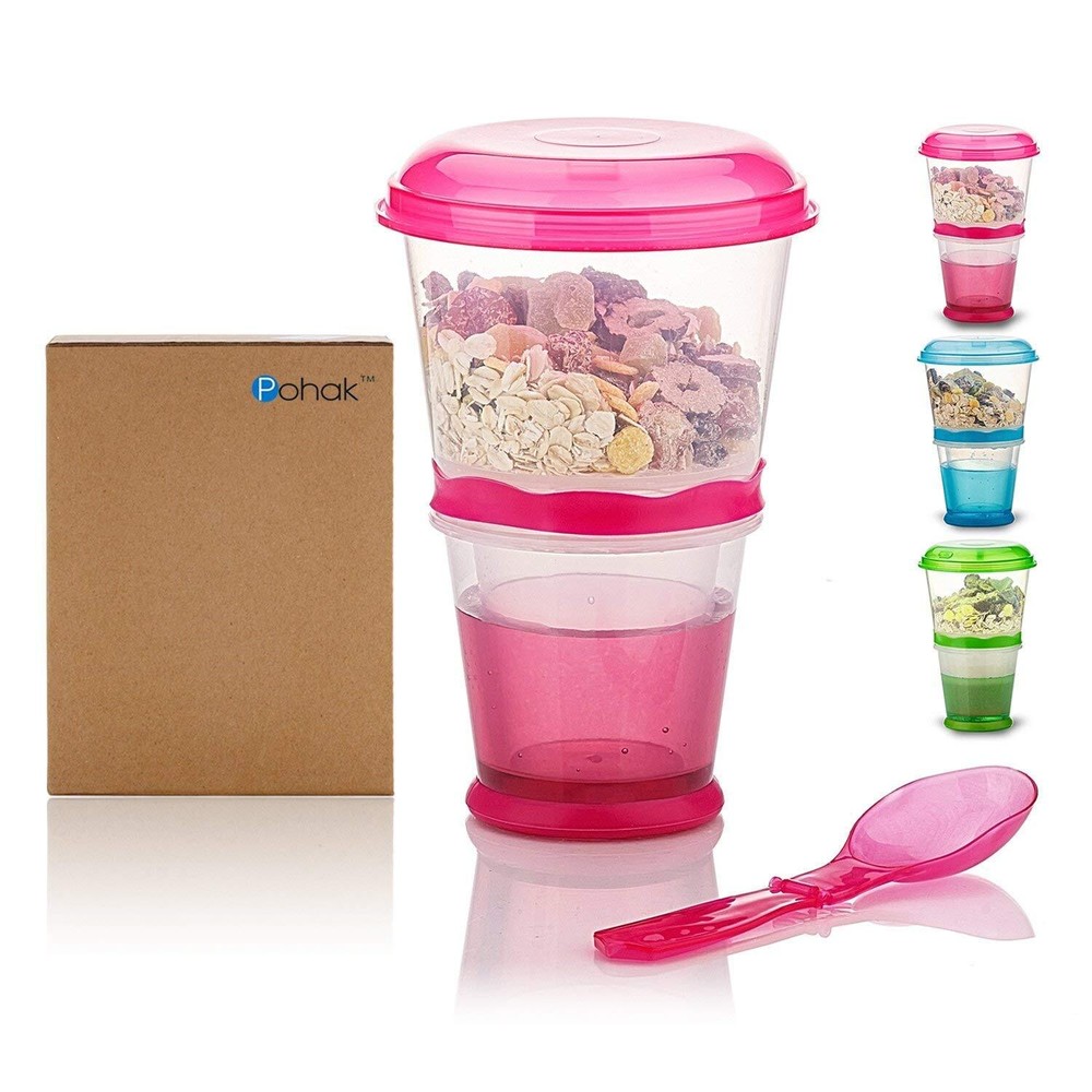 Cereal On the Go Cups Breakfast Drink Cups Portable Yogurt and Cereal To-Go Con