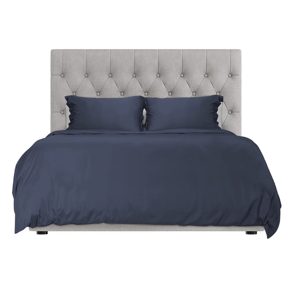 Navy Blue Full Size Duvet Cover Set with 3-Piece Bedding-image
