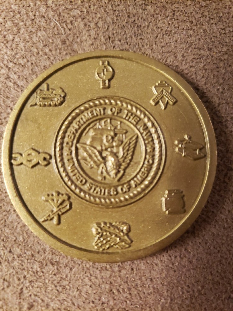 USN Naval Construction Seabees 8 Symbols Challenge Coin