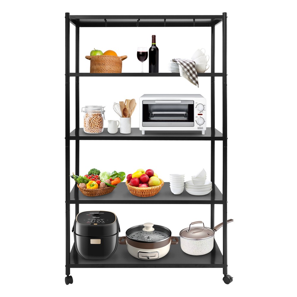 5-Tier Adjustable Kitchen Storage Rack on Wheels for Easy Organization