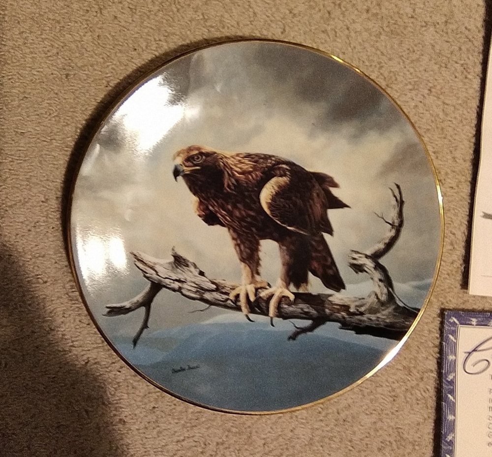 Golden Eagle Soaring Majesty Plate by Charles Frace 1991 Bradford Exchange