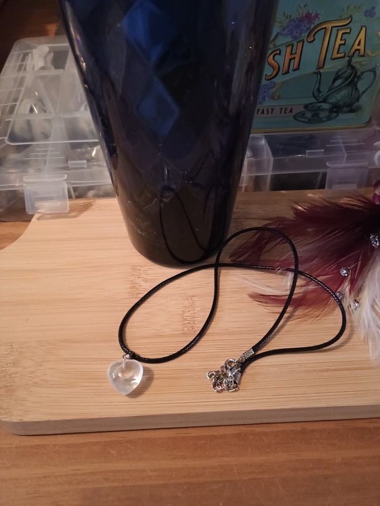 Necklace -Dangle Drop Choker Necklace - Heart Gemstone