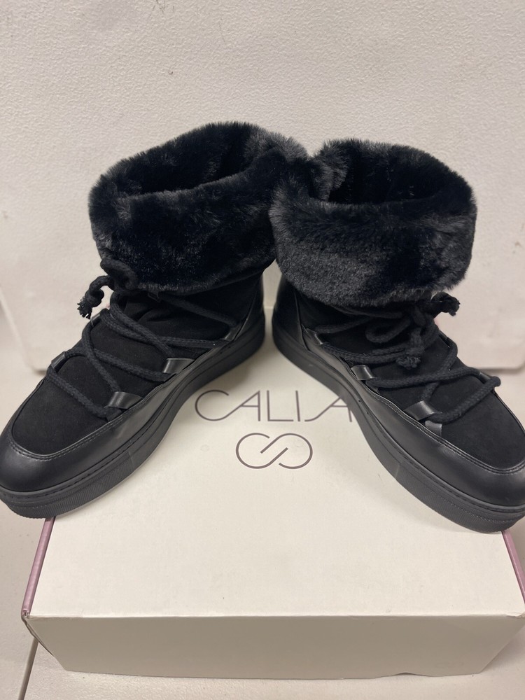 CALIA Women's Hailey Moon Boots, Black, Fur lined Insides, Size 9