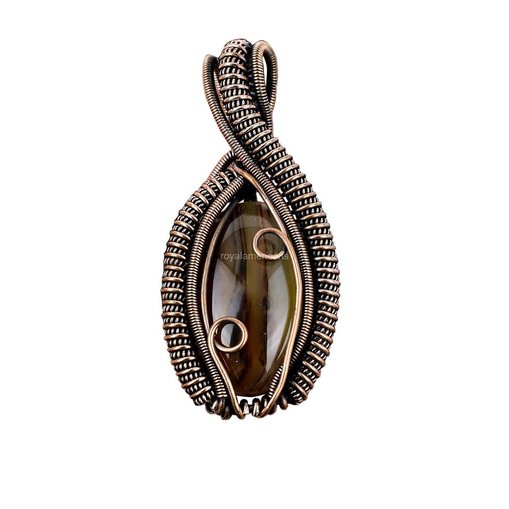Montana Agate Copper Wire Wrapped Pendant - Perfect Mother's Day Gift-image