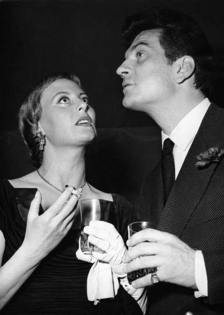 Michele Morgan her husband Henri Vidal at a cocktail party given h- Old Photo