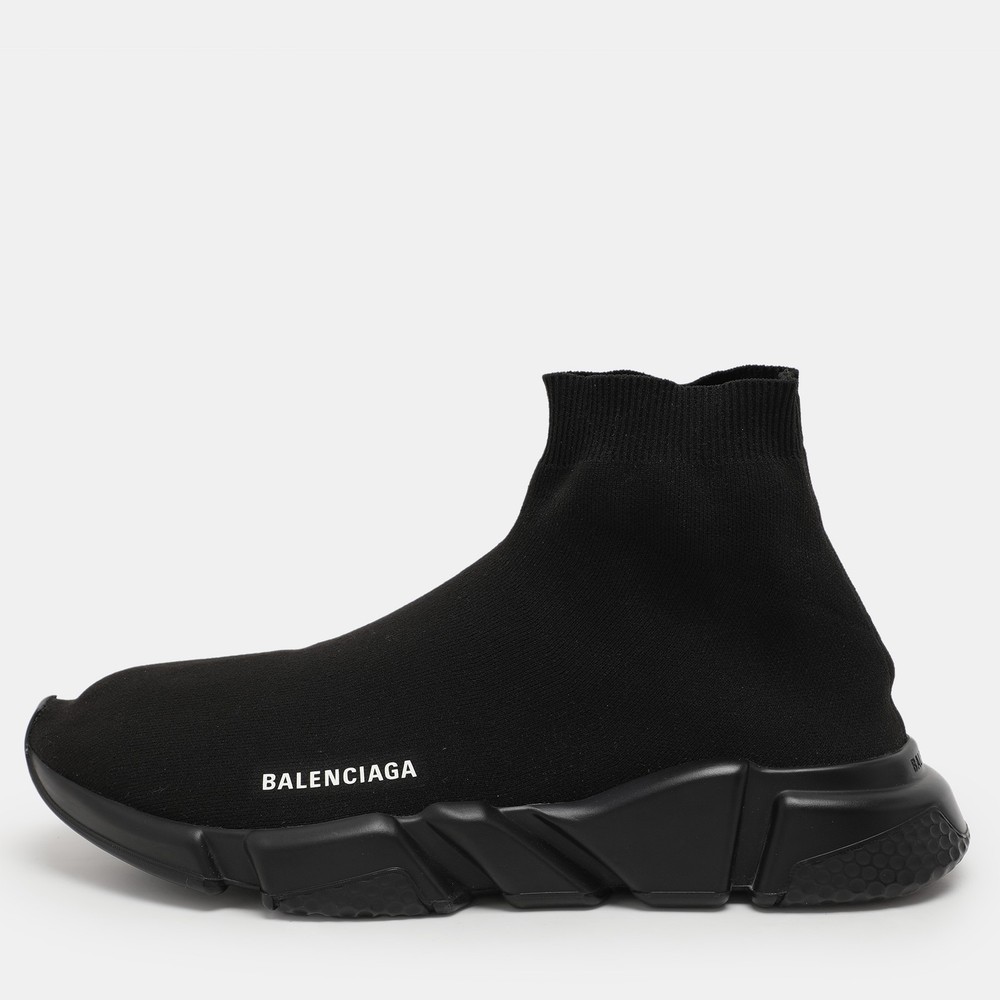 Balenga Black Knit Speed Trainer Sneakers in Size 45
