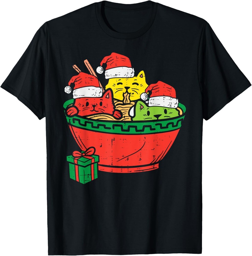 Santa Claus Ramen Cats Anime Christmas Xmas Christmas Gifts T-Shirt Tee