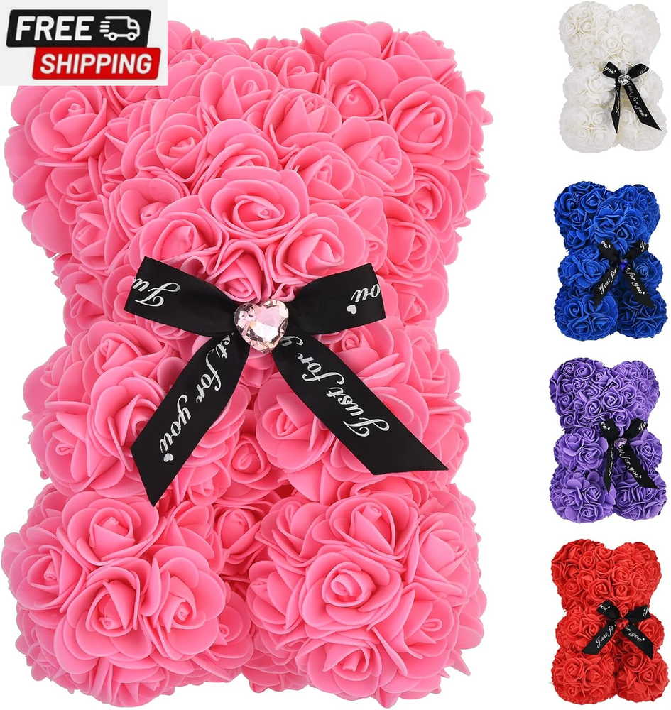 Rose Bear Flower Bear with Box Rose Teddy Bear Gifts for Her Mom Mother Hand Mad