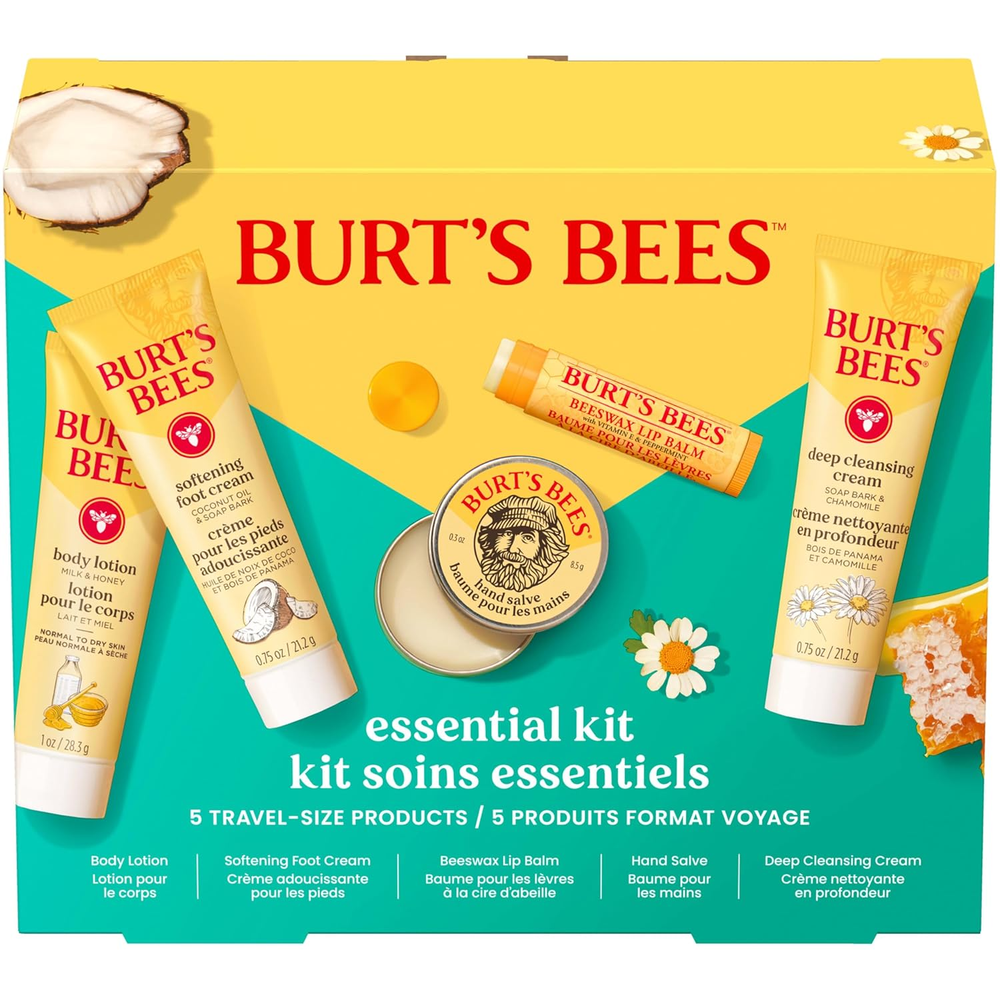 Burt's Bees Essentials Travel Set - 5 Mini Skincare Must-Haves for Deep Hydration
