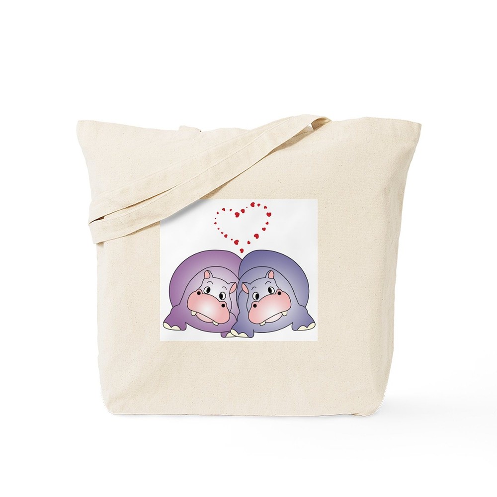 CafePress Hippo Love Natural Canvas Tote Bag, Cloth Shopping Bag (104846620)