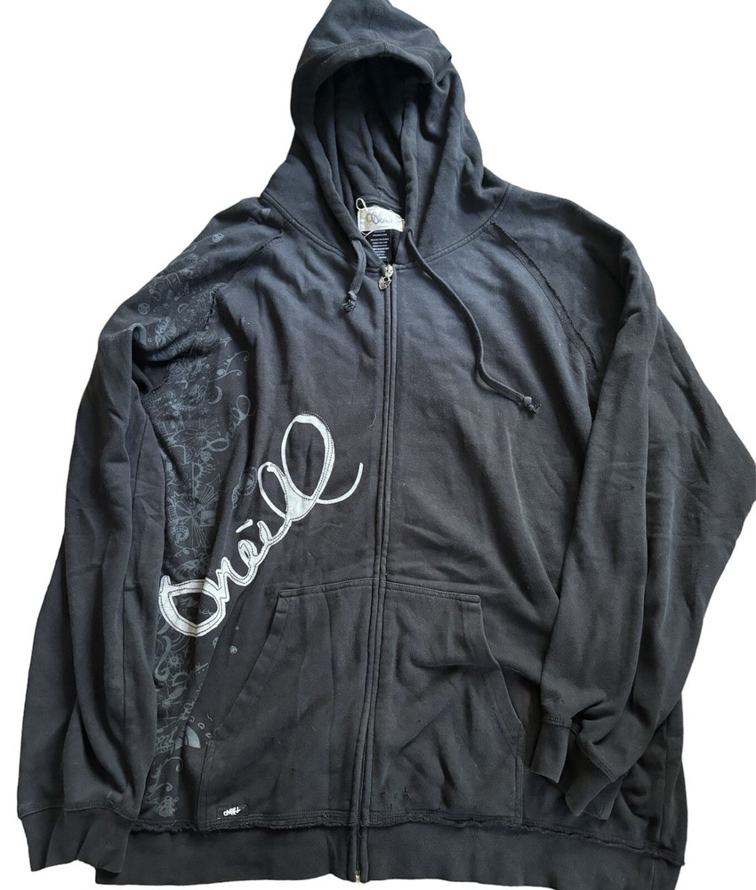 O'Neill Hoodie Mens Skater Sweatshirt Jacket Black size XL w Embroidery
