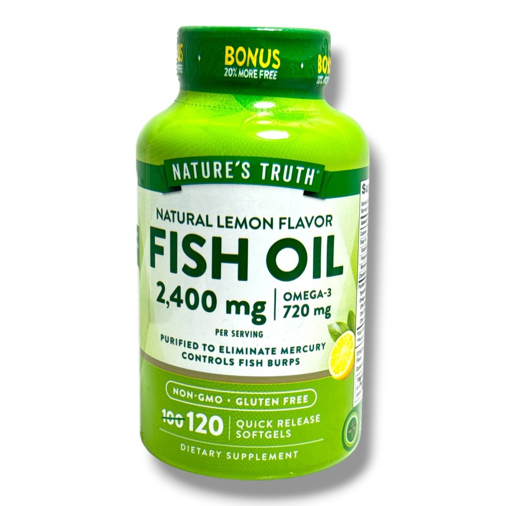 Nature's Truth Lemon Fish Oil 2400mg with 720mg Omega-3 - 120 Softgels