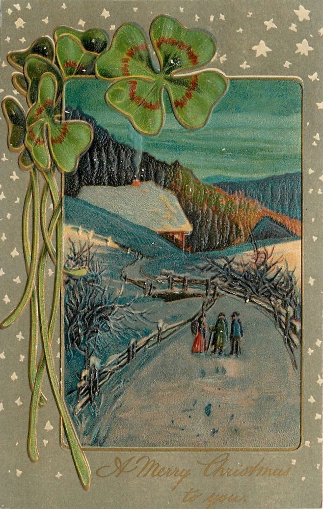 c1910 PFB embossed Christmas greeting people Postcard 25-3079