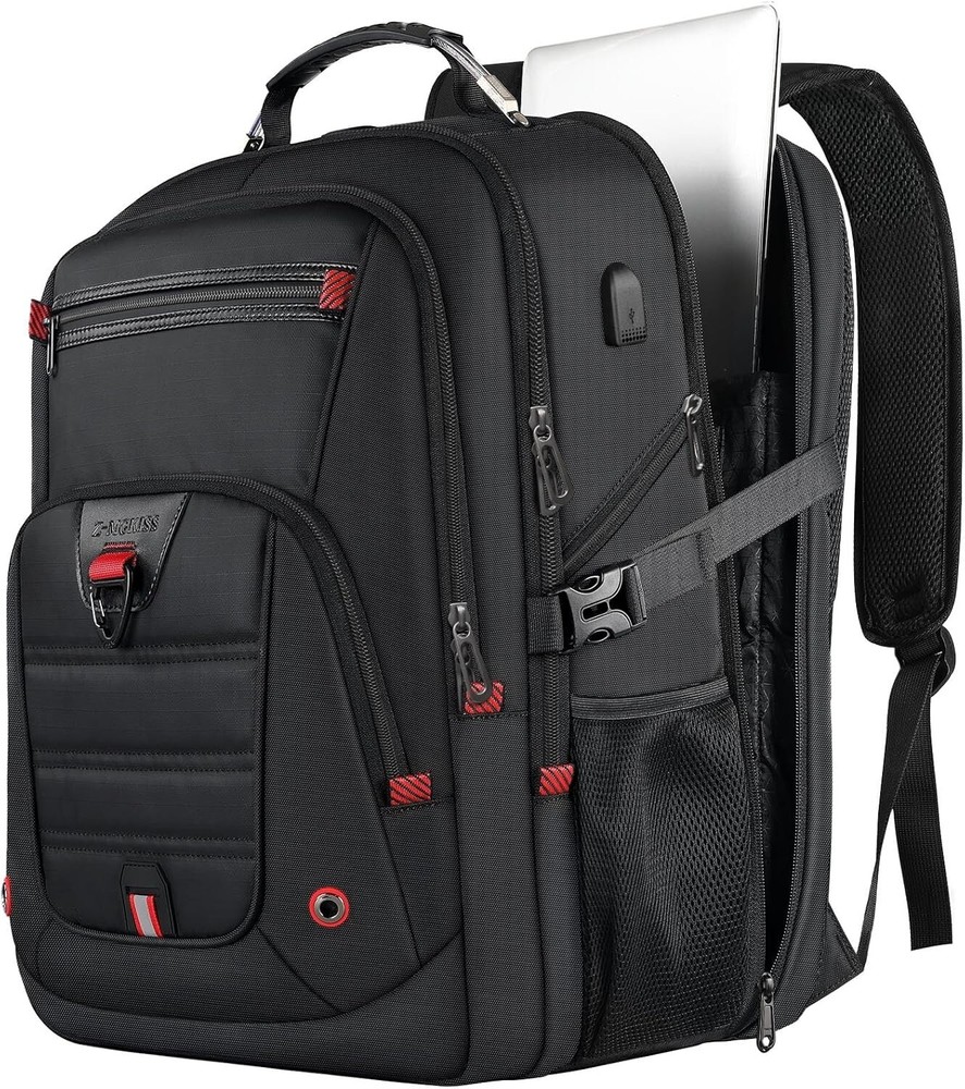 50L Spacious Anti-Theft Travel Backpack Fits 17.3 Inch Laptops in Black
