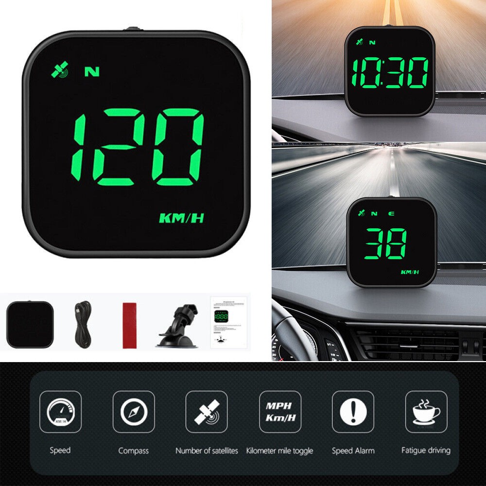 Digital GPS Speedometer Car HUD Head Up Display MPH KMH Compass Overspeed Alarm/