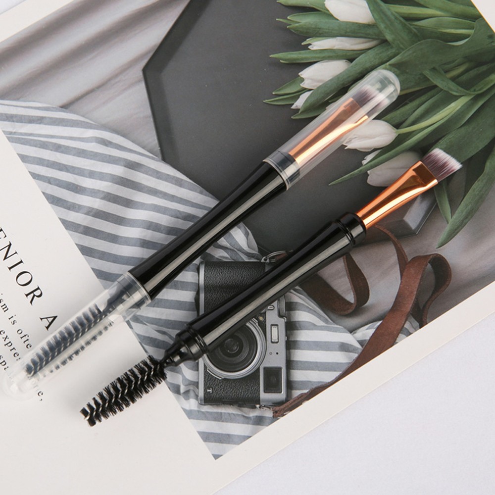 2 Pcs Dual-Ended Mascara & Eyebrow Brush with Lash Comb