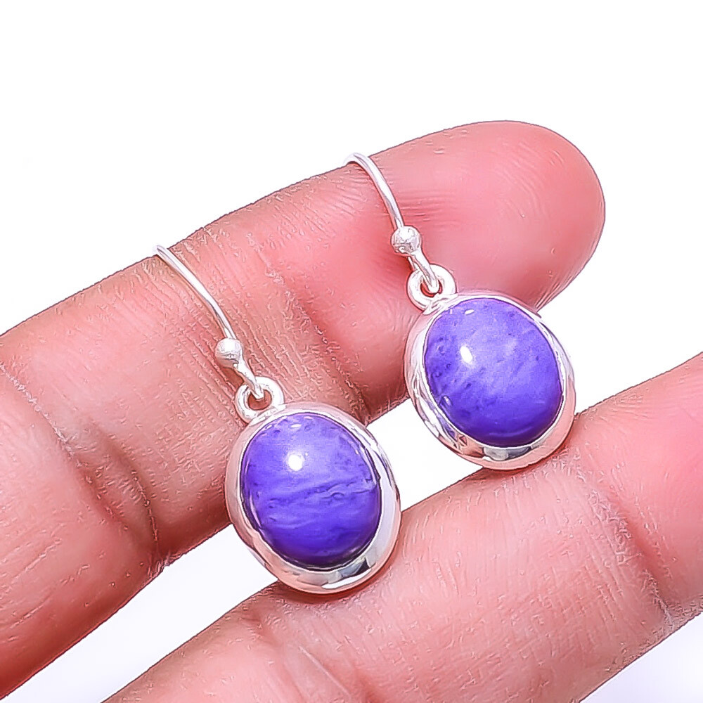 Purple Charoite Gemstone 925 Sterling Silver Earring 1.17