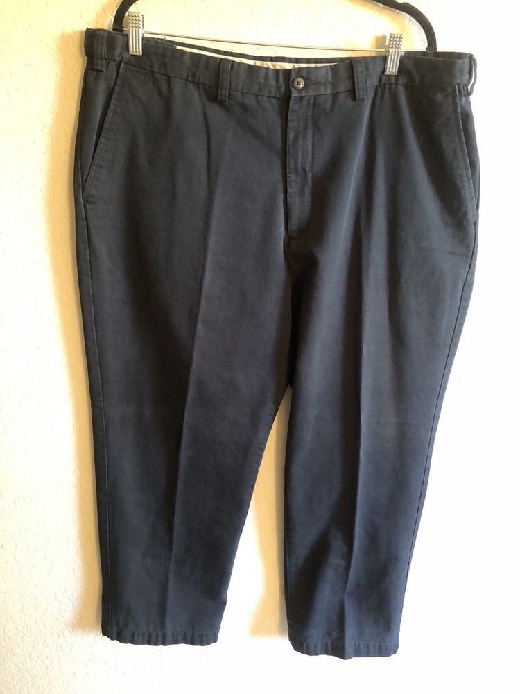 Members Mark Mens Black Stretch Flex Waist Straight Leg Flat Front Pants Size 42x30-image