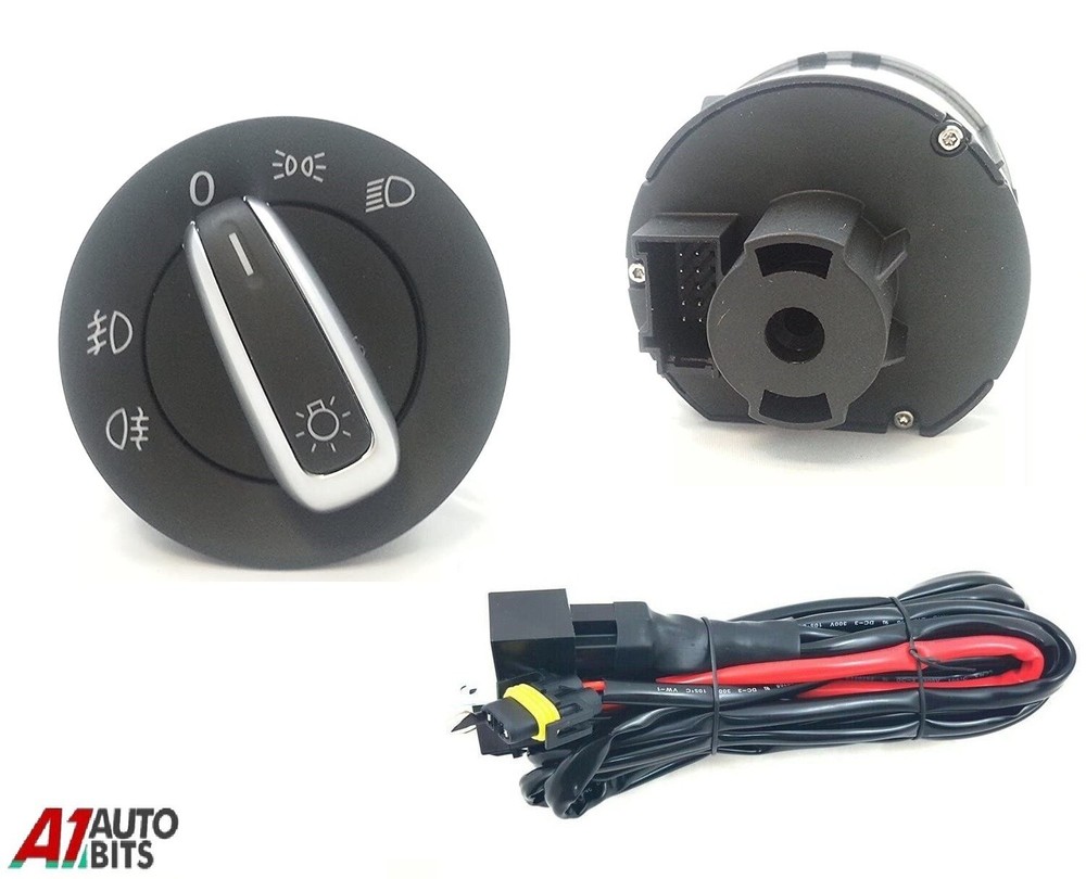For Vw Caddy Golf Passat Fog Lights Wiring Harness Headlight Switch Kit Set