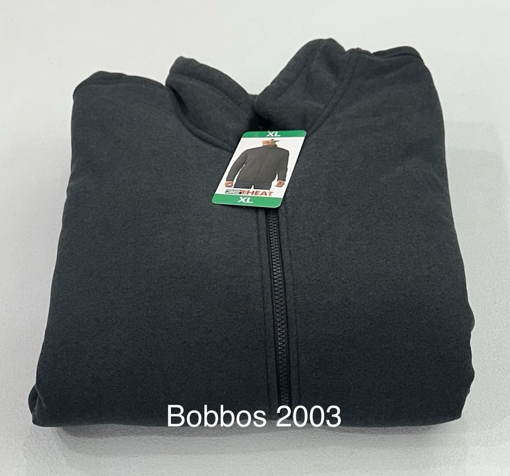 32 Degrees Heat Men's Full Zip Fleece Sherpa Mock Neck Jacket, Black, Size XL