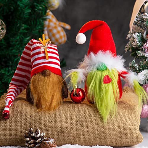 Christmas Gnomes Decorations 2-Pack Handmade Swedish Tomte Plush Gnomes