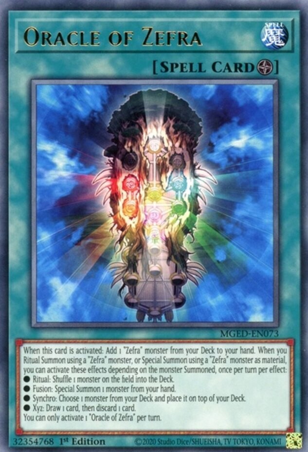 Oracle of Zefra MGED-EN073 Rare 1st Edition Lightly Played Yugioh Card