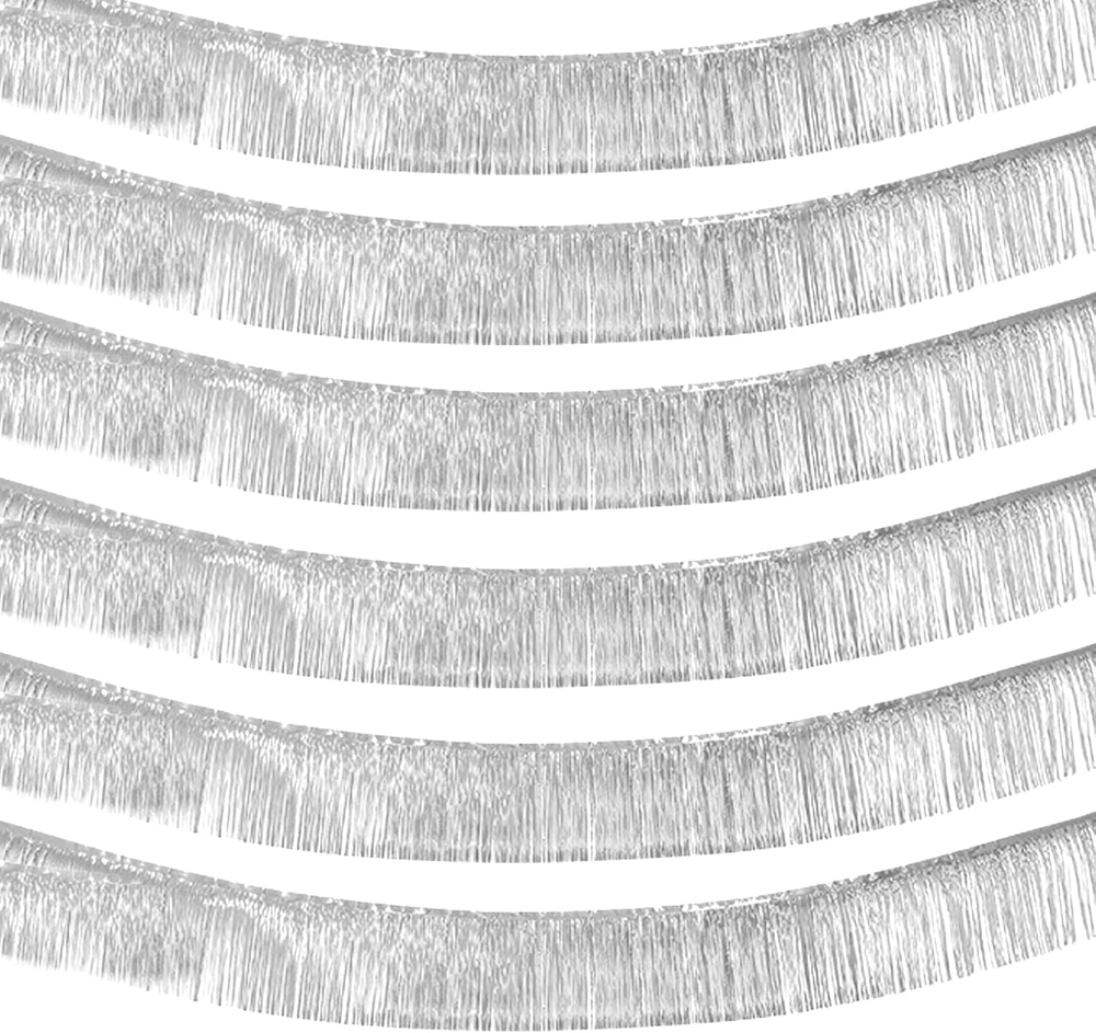 6 Pack 10 Feet Silver Foil Fringe Garland Metallic Tinsel Streamers Banner Wall