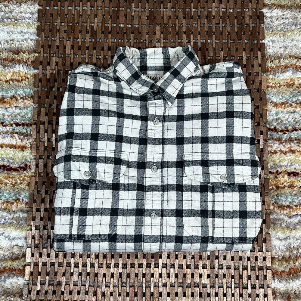 CC Filson Alaskan Guide Shirt Button Down White Black Plaid Men’s Size Large L