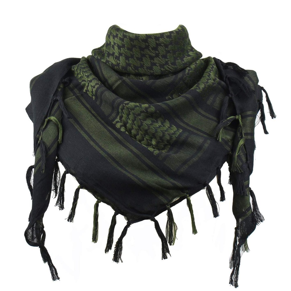 Cotton Shemagh Keffiyeh Desert Scarf Neck One Size Black and Green
