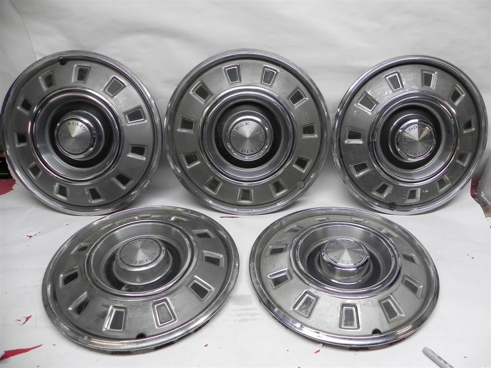 1968-69 Dodge Original Hub Cap Wheel Covers Set of 5 Some Dents Vintage