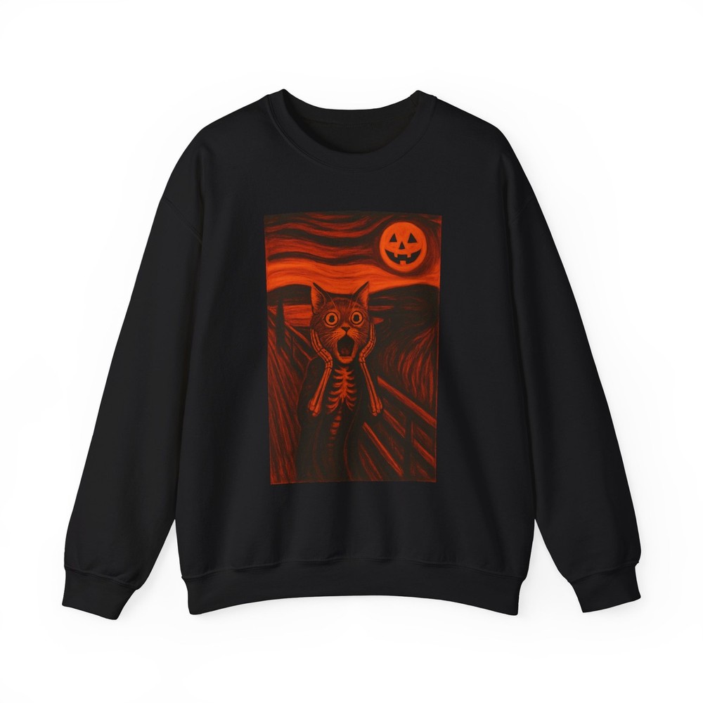 Halloween Cat Sweatshirt, Spooky Crewneck Gift, Cute Cat Lover Halloween Top