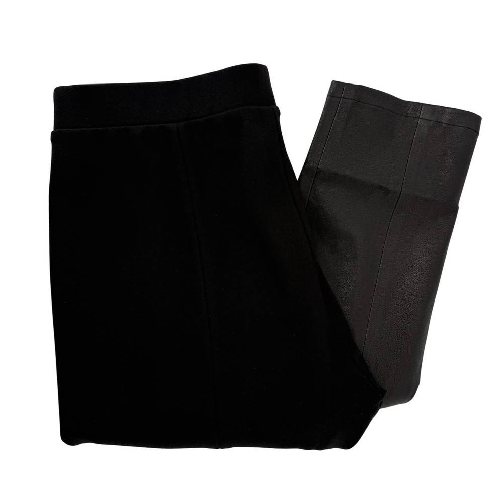 Vince Lamb Leather Mixed Media Leggings Women's Size Medium Black Contrast