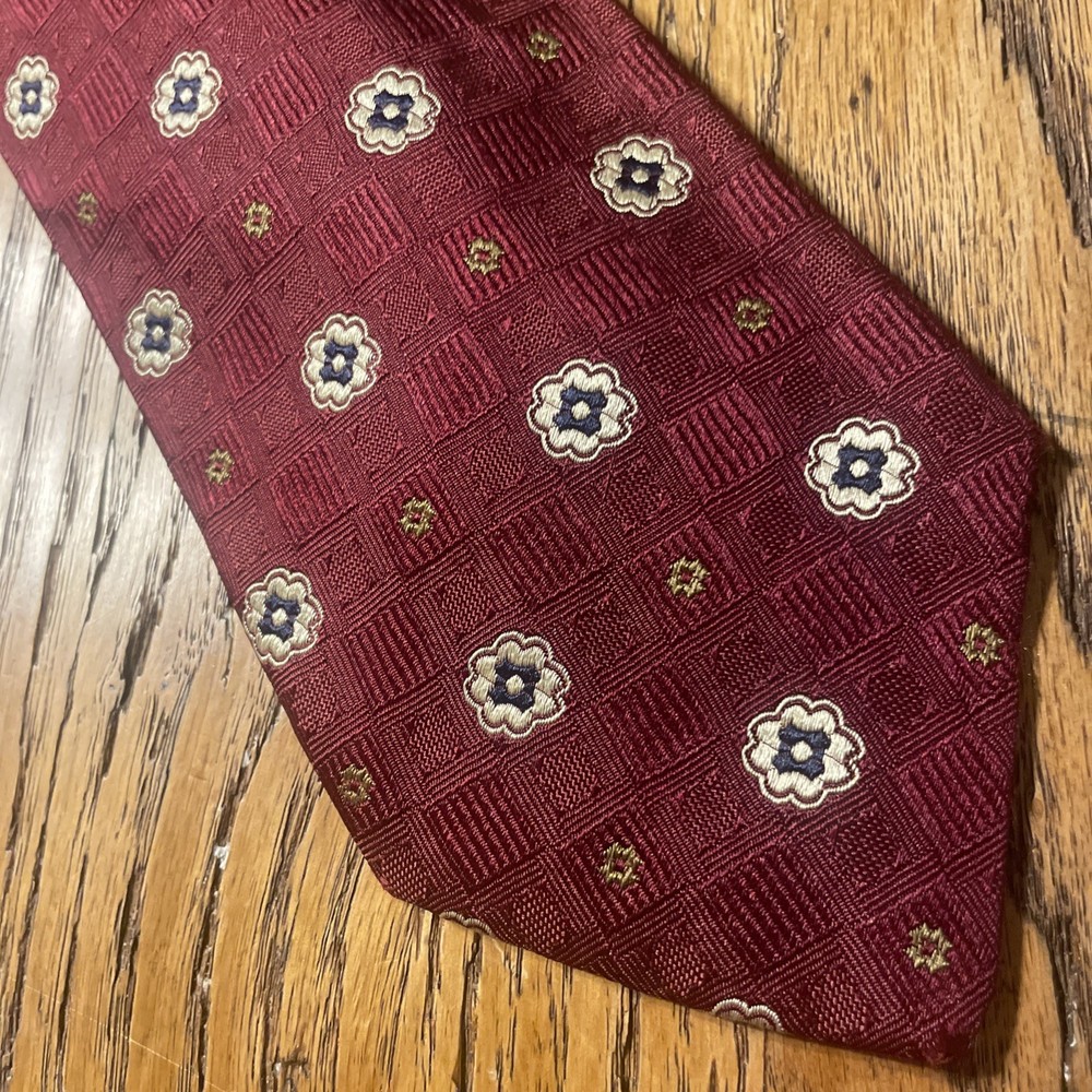 EUC Altea Milano Silk Geometric Jacquard Tie Men’s Necktie Made In Italy