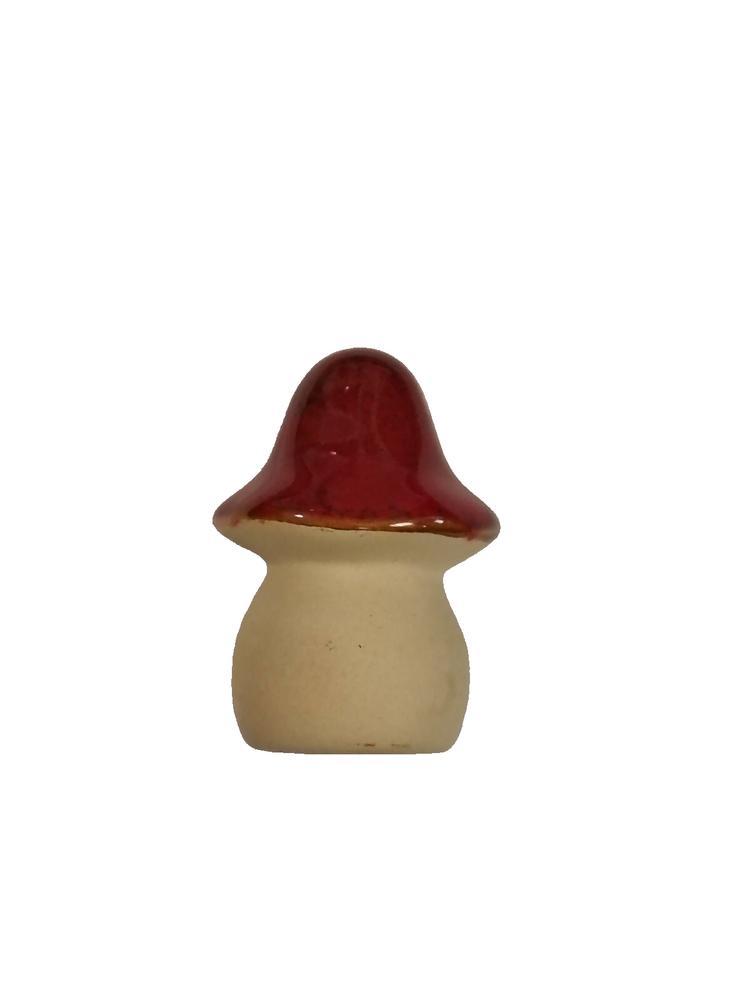 Mini Ceramic Mushroom Garden Decor 3 Inch Red or White Top  