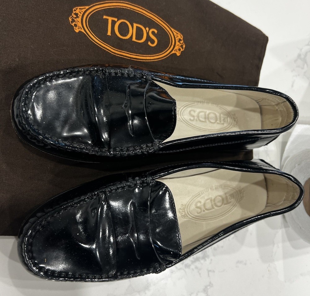 TOD’S Italy Women Leather Penny Loafer Driving Shoes Size 5 US / 35 IT