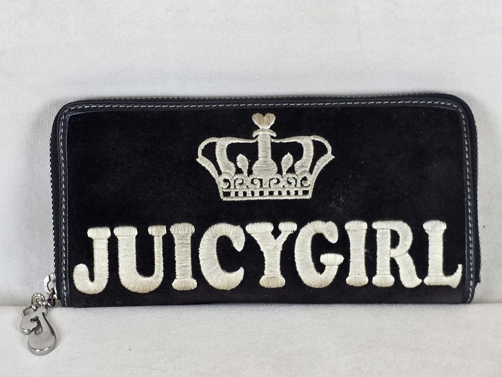 JUICY COUTURE Velvet Zip Around Wallet JUICYGIRL Brown Vintage Y2K