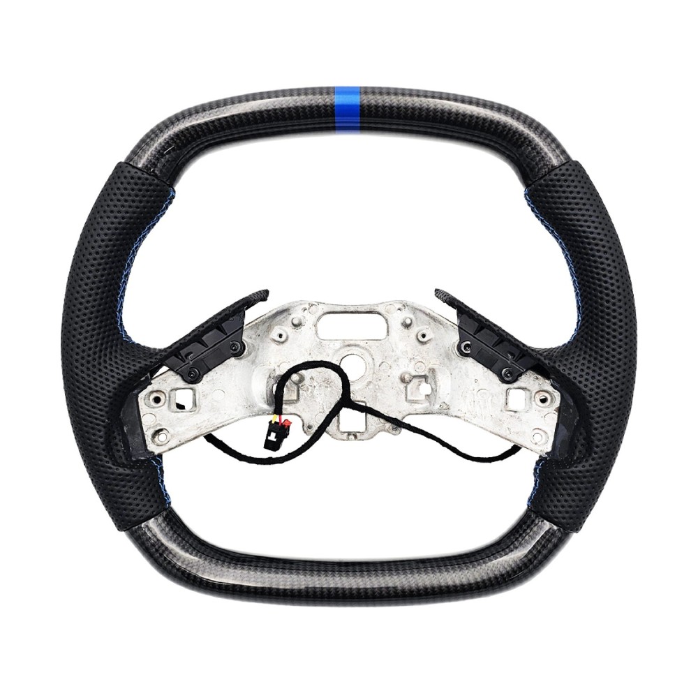 REVESOL Real Carbon Fiber Steering Wheel for 2020+ Corvette C8 Blue HEATED New