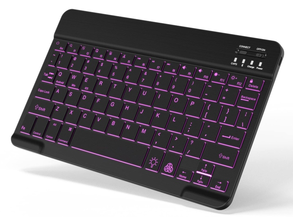 Backlit Bluetooth Wireless Keyboard Portable Rechargeable Mini Illuminated for Mobile Devices