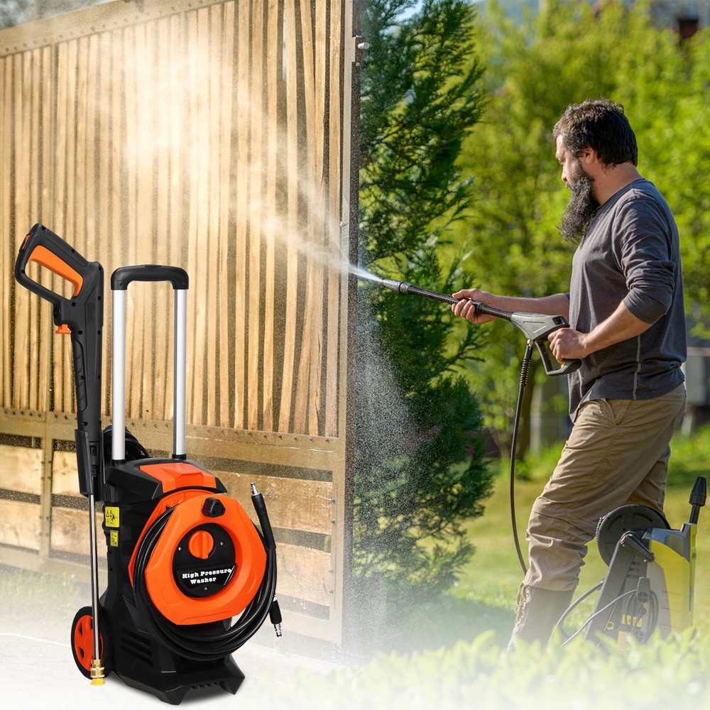 3380PSI 2 GPM High-Pressure Washer Power Cleaner Car Washing Machine with wheels