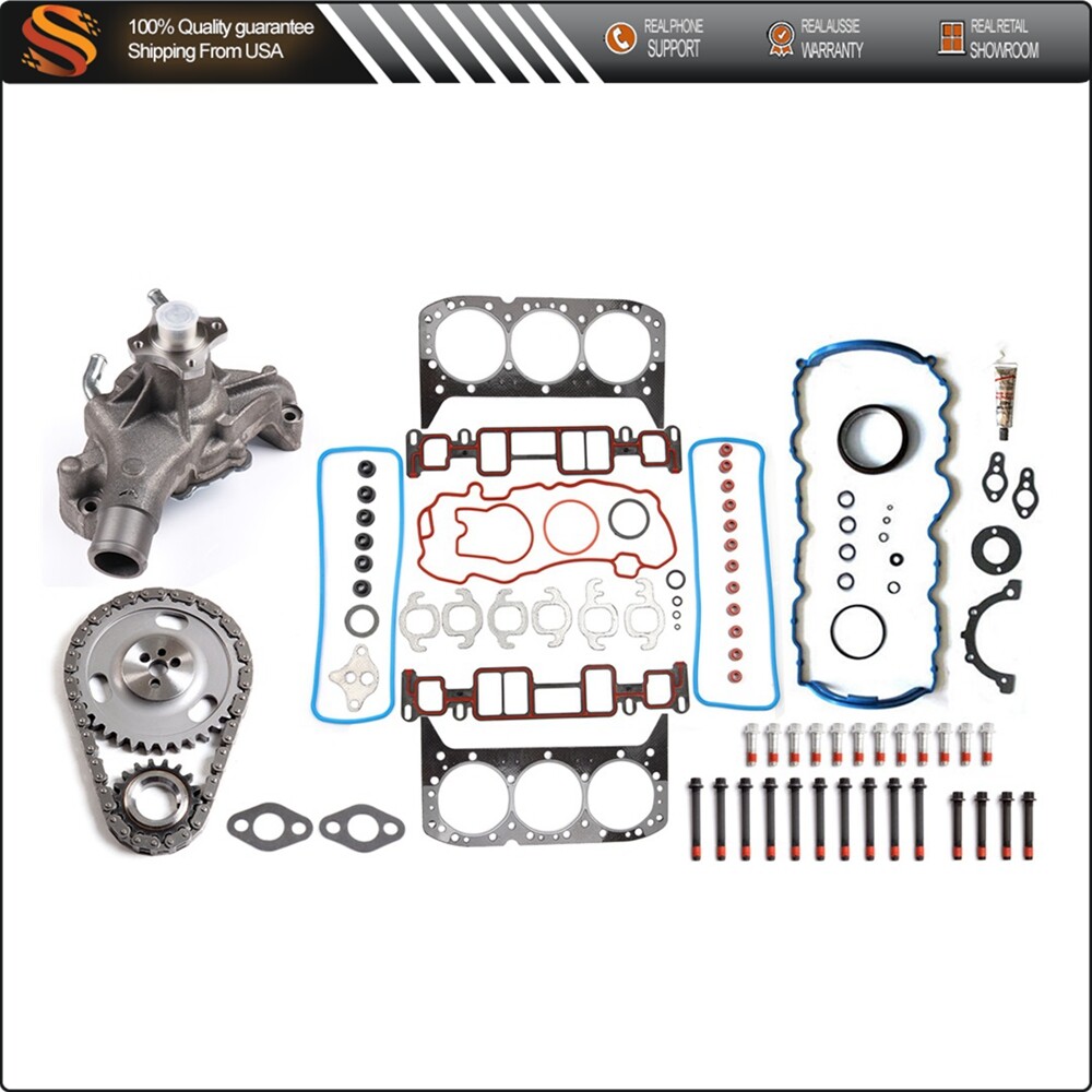 Full Gasket Bolt Set Timing Chain Kit Water Pump for 96-98 Chevy C1500 GMC Sierra