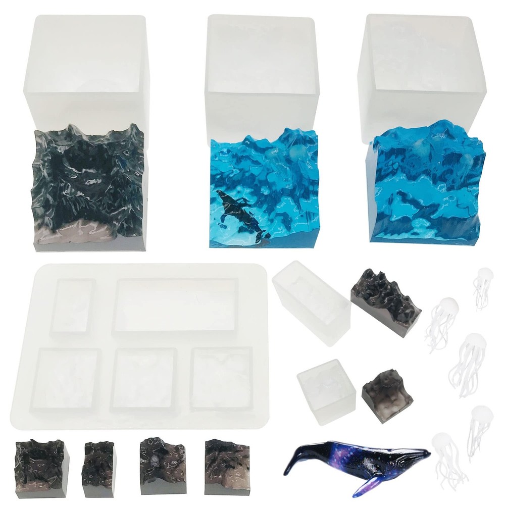 6-Piece Mountain Peak Silicone Resin Molds for Jewelry Making