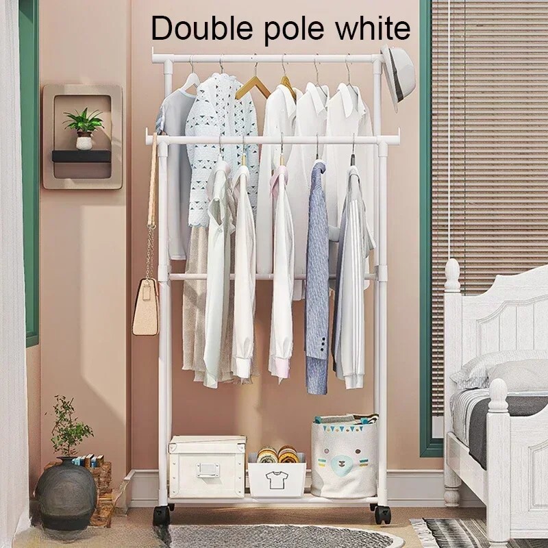 New Double Shelf Movable Coat Rack for Bedroom with Fast Shipping