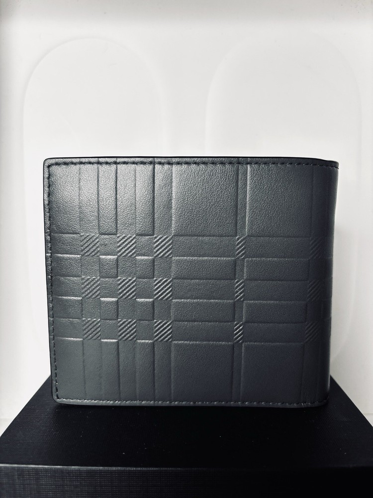 Burberry Embossed Check Leather Bifold Wallet