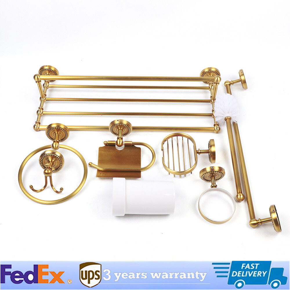 7-Piece Gold Bathroom Accessories Set with Toilet Paper Holder Towel Rack Soap Dispenser