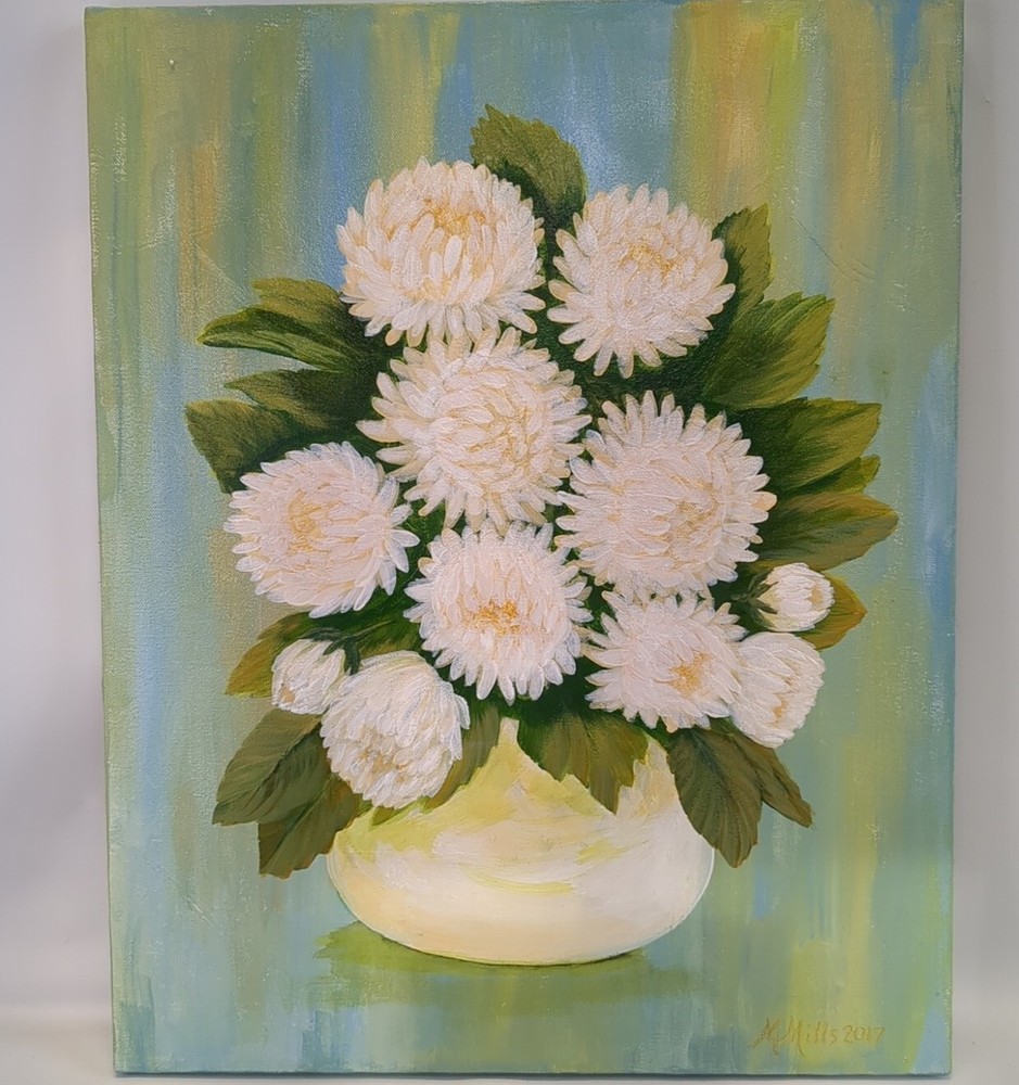 Marlene Mills Oil On Canvas Painting 2017 25 Inches Floral